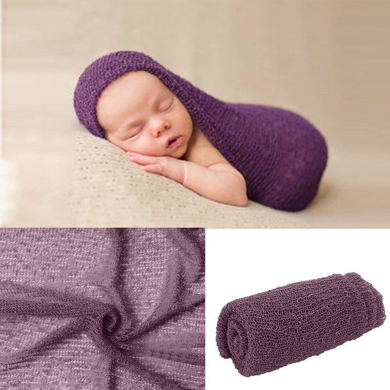 SPOKKI 4 Pcs Newborn Photography Props Outfits- Baby Long Ripple Wrap and Toddler Swaddle Blankets Photography Mat with Cute Headbands for Infant Boys Girls(0-12 Months) (Purple) - Image 5